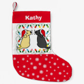 イエローラブラドールとブラックラブラドールサンタ スモールクリスマスストッキング (正面)