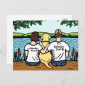 イエローラブラドールとママとパパ ポストカード (正面/裏面)