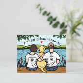 イエローラブラドールとママとパパ ポストカード (スタンド正面)