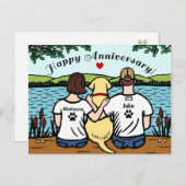 イエローラブラドールとママとパパ ポストカード (正面/裏面)