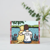 イエローラブラドールとママ2 ポストカード (スタンド正面)