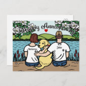 イエローラブラドールと親のハッピーアニバーズ シーズンポストカード (正面/裏面)