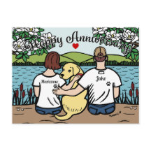 イエローラブラドールと親のハッピーアニバーズ