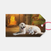 イエローラブラドールのレトリエバークリスマス ギフトタグ (正面(横))