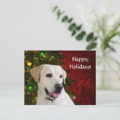 イエローラブラドールのレトリエバークリスマス シーズンポストカード (スタンド正面)