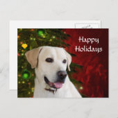 イエローラブラドールのレトリエバークリスマス シーズンポストカード (正面/裏面)