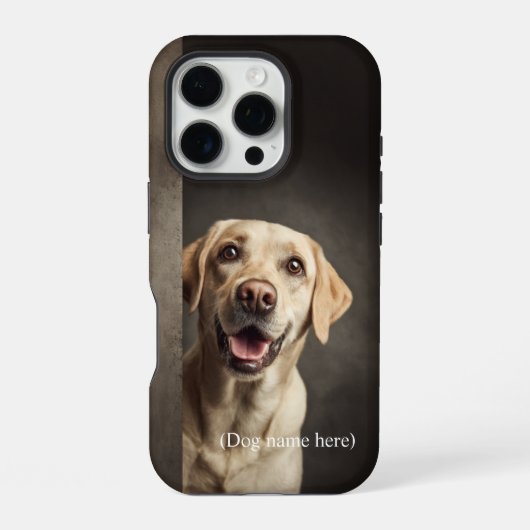 イエローラブラドールの肖像画入りカスタムスマホケース iPhoneケース (裏面)