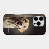 イエローラブラドールの肖像画入りカスタムスマホケース iPhoneケース (裏面横)