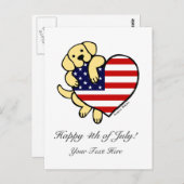 イエローラブラドールアメリカハート2 ポストカード (正面/裏面)