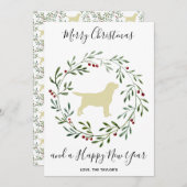 イエローラブラドールエレガントドッグメリークリスマス シーズンカード (正面/裏面)