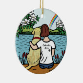 イエローラブラドールエンジェルとママママブラウン セラミックオーナメント (右)