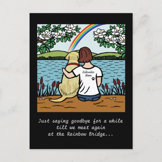 イエローラブラドールエンジェル&マムブラウン ポストカード (正面)