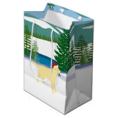 イエローラブラドールクリスマスウィンタービュー ミディアムペーパーバッグ (正面アングル)