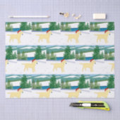 イエローラブラドールクリスマスウィンタービュー 薄葉紙 (クラフト)