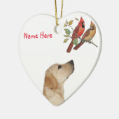 イエローラブラドールクリスマスオーナメント セラミックオーナメント (左)