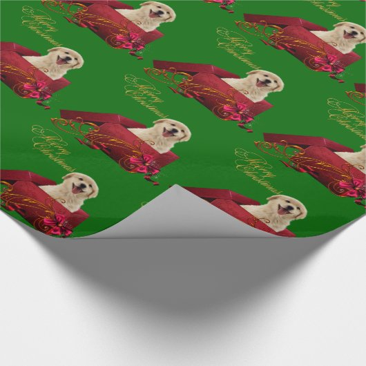 イエローラブラドールクリスマスラッピング紙 ラッピングペーパー (角)
