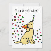 イエローラブラドールコンフェッティ誕生日パーティー 招待状 (正面)