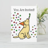 イエローラブラドールコンフェッティ誕生日パーティー 招待状 (スタンド正面)