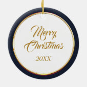 イエローラブラドールサンタハットクリスマスナイト セラミックオーナメント (裏面)