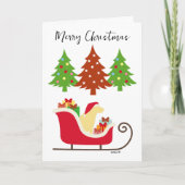 イエローラブラドールシルエットクリスマスそり カード (正面)