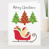 イエローラブラドールシルエットクリスマスそり カード (正面)