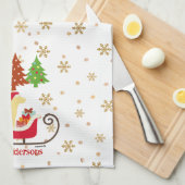 イエローラブラドールシルエットクリスマスそり キッチンタオル (四つ折り)