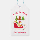 イエローラブラドールシルエットクリスマスそり ギフトタグ (正面)