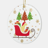 イエローラブラドールシルエットクリスマスそり セラミックオーナメント (左)