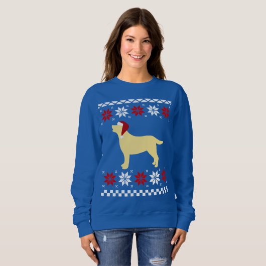 イエローラブラドールシルエットサンタクリスマス スウェットシャツ (正面フル)