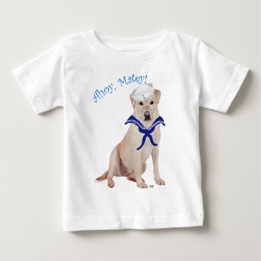 イエローラブラドールセーラー ベビーTシャツ (正面)