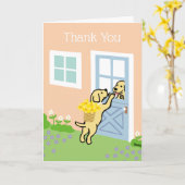 イエローラブラドールダッフォジル春ありがとう カード (黄色い花)