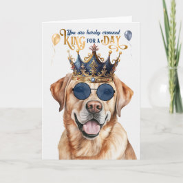 イエローラブラドールドッグキングオンザデイおもしろい誕生日 カード