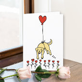 イエローラブラドールハートバルーンありがとう シーズンカード