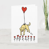 イエローラブラドールハートバルーンありがとう シーズンカード (正面)