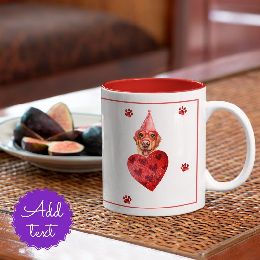 イエローラブラドールバレンタインデイギフトドッグ ツートーンマグカップ