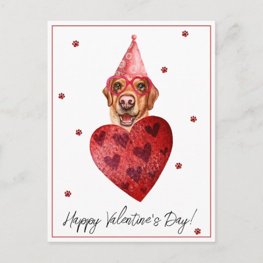 イエローラブラドールバレンタインデイギフトドッグ ポストカード (正面)