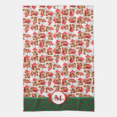 イエローラブラドールパターンモノグラムクリスマスドッグ キッチンタオル (縦)