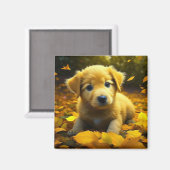 イエローラブラドールパピー遊ズin紅葉 マグネット (正面/裏面)