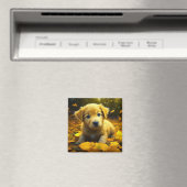 イエローラブラドールパピー遊ズin紅葉 マグネット (インサイチュ (食洗機))