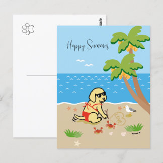 イエローラブラドールビキニガールハッピーサマーハガキ ポストカード
