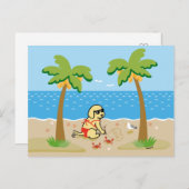 イエローラブラドールビキニガールポストカード ポストカード (正面/裏面)