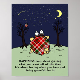 イエローラブラドールファミリーアンドスターリースカイ ポスター