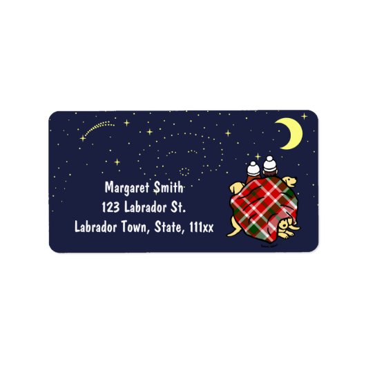 イエローラブラドールファミリーアンドスターリースカイ ラベル (正面)