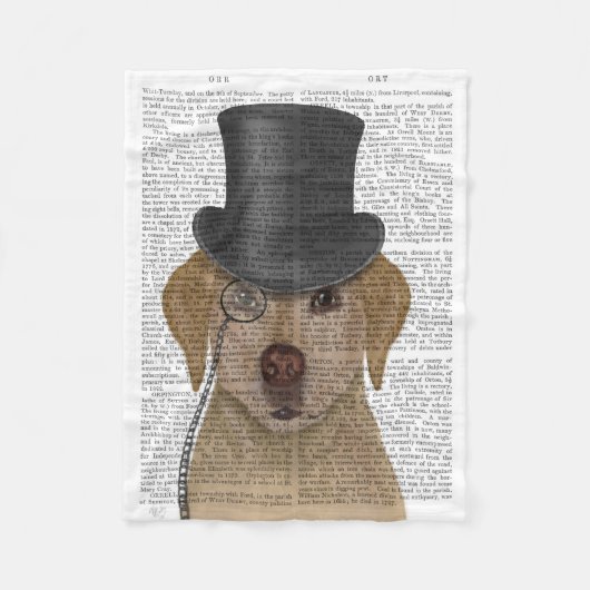 イエローラブラドールフォーマル、ハウンド&ハット フリースブランケット (正面)