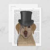 イエローラブラドールフォーマル、ハウンド&ハット ポストカード (正面/裏面)