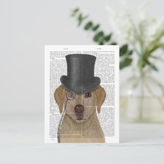 イエローラブラドールフォーマル、ハウンド&ハット ポストカード (スタンド正面)