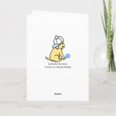 イエローラブラドールブルー新生児ボーイおめでとう カード (裏面)