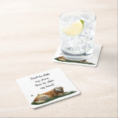 イエローラブラドールミックスブリードドッグ紙コースター スクエアペーパーコースター (インサイチュ)