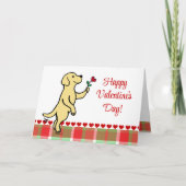 イエローラブラドールミニハートフラワーバレンタイン シーズンカード (正面)