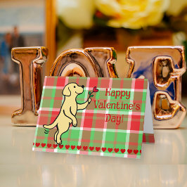 イエローラブラドールミニハートフラワーバレンタイン シーズンカード